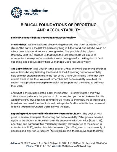 Biblical Foundations of Accounting and Reporting