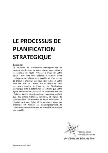 Le Processus de Planification Strategique
